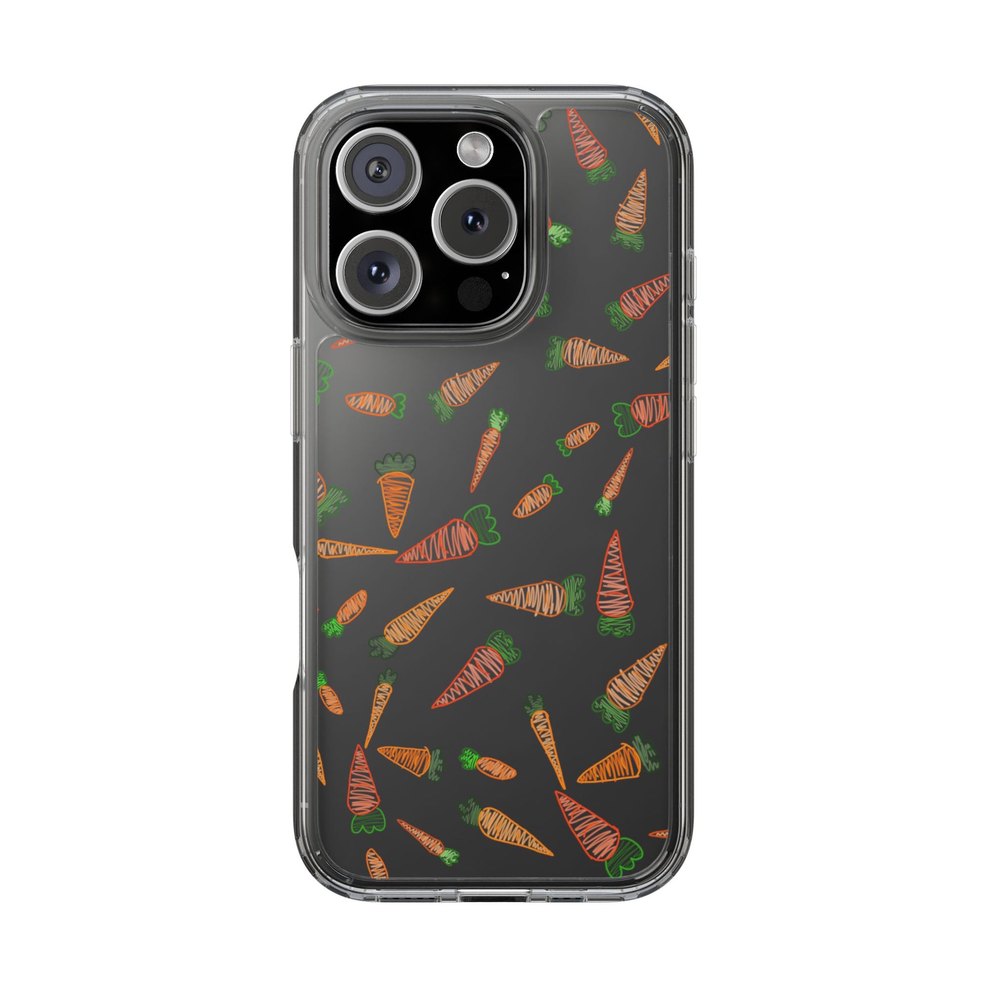 Carrot Pattern Clear Phone Case, Cute Phone Cover, Spring Accessory, Gift for Gardeners, Farmhouse Decor, Eco-Friendly