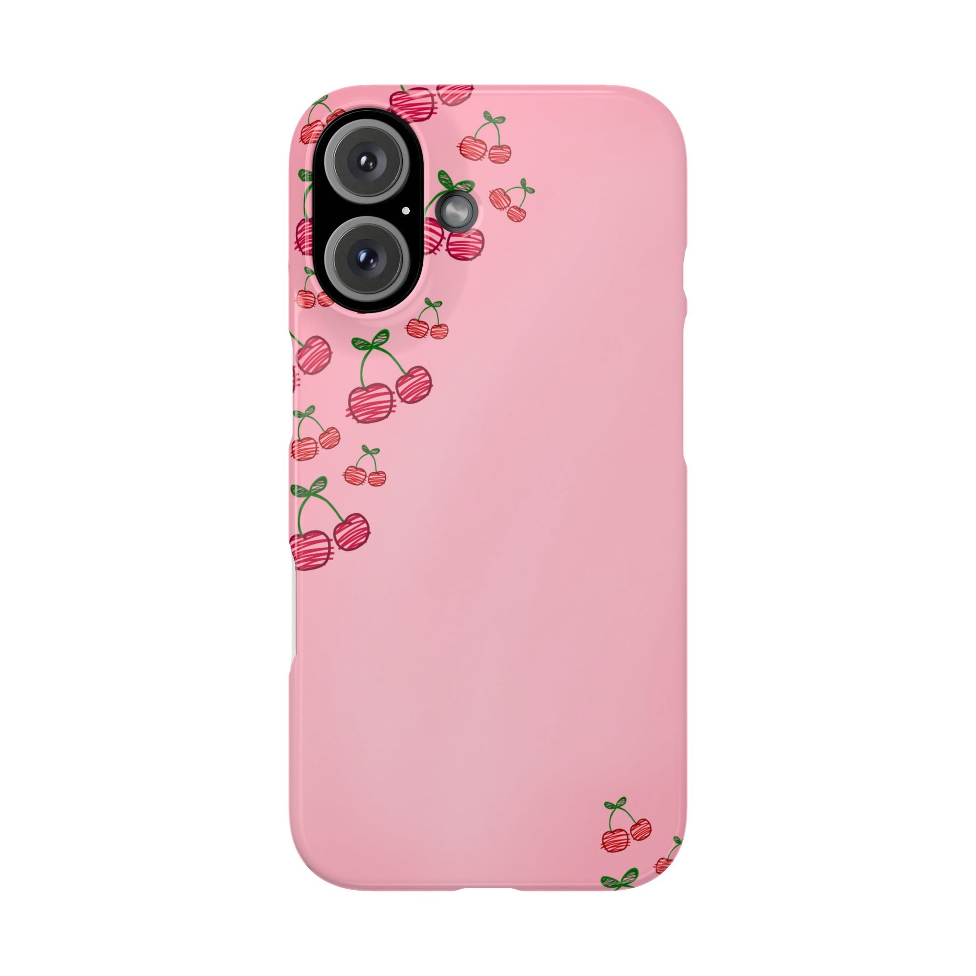 Cute Cherry Slim Phone Case - Floral Pink Design