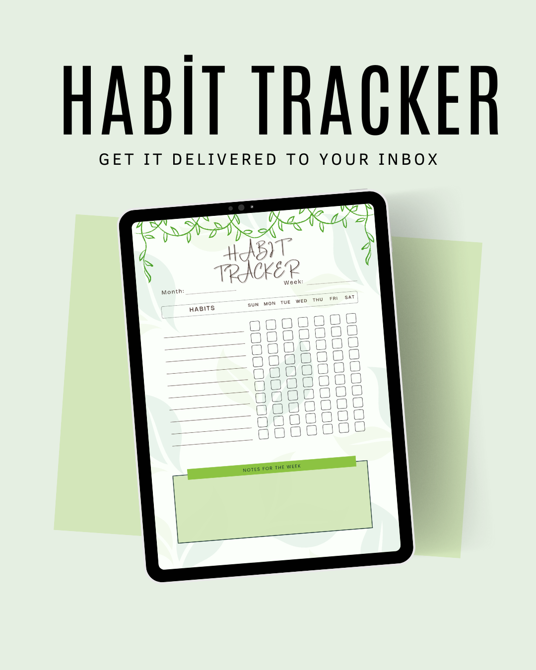 Weekly Habit Reset - Minimal Green Habit Tracker & Reflection Sheet (PDF)