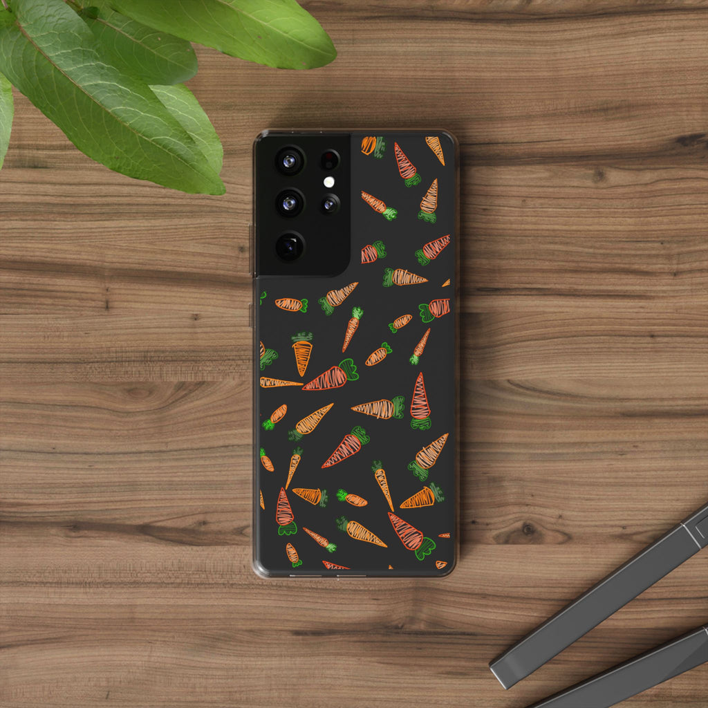 Carrot Pattern Clear Phone Case, Cute Phone Cover, Spring Accessory, Gift for Gardeners, Farmhouse Decor, Eco-Friendly