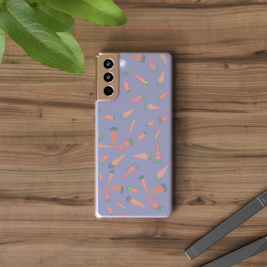 Carrot Pattern Clear Phone Case, Cute Phone Cover, Spring Accessory, Gift for Gardeners, Farmhouse Decor, Eco-Friendly
