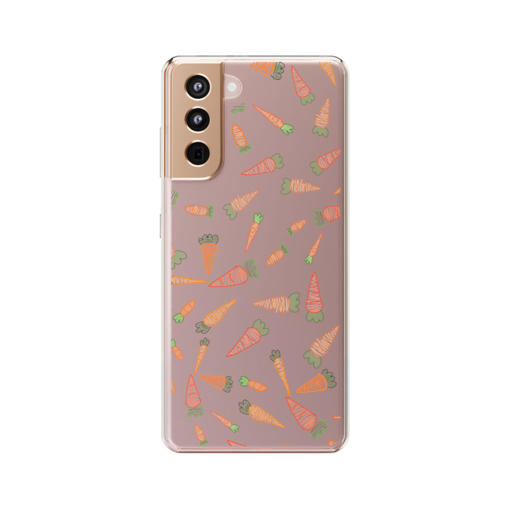 Carrot Pattern Clear Phone Case, Cute Phone Cover, Spring Accessory, Gift for Gardeners, Farmhouse Decor, Eco-Friendly