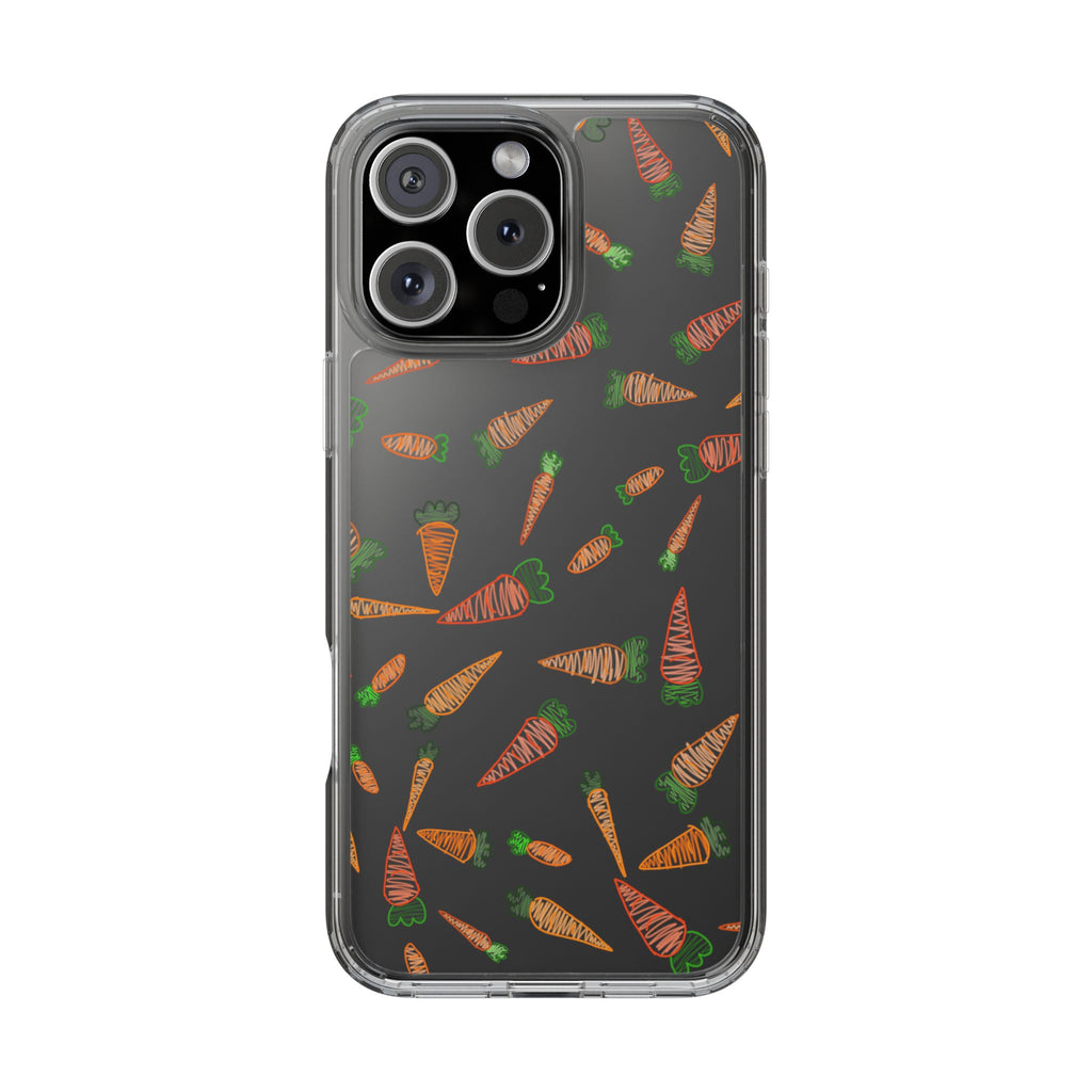 Carrot Pattern Clear Phone Case, Cute Phone Cover, Spring Accessory, Gift for Gardeners, Farmhouse Decor, Eco-Friendly