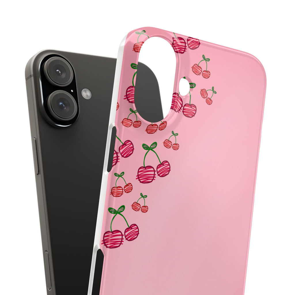 Cute Cherry Slim Phone Case - Floral Pink Design