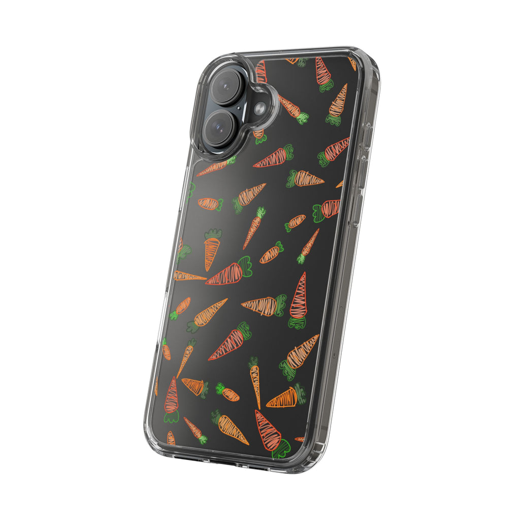 Carrot Pattern Clear Phone Case, Cute Phone Cover, Spring Accessory, Gift for Gardeners, Farmhouse Decor, Eco-Friendly