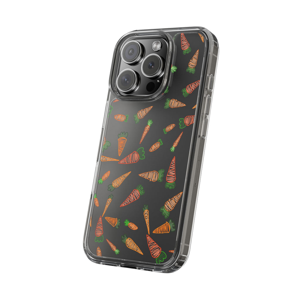 Carrot Pattern Clear Phone Case, Cute Phone Cover, Spring Accessory, Gift for Gardeners, Farmhouse Decor, Eco-Friendly