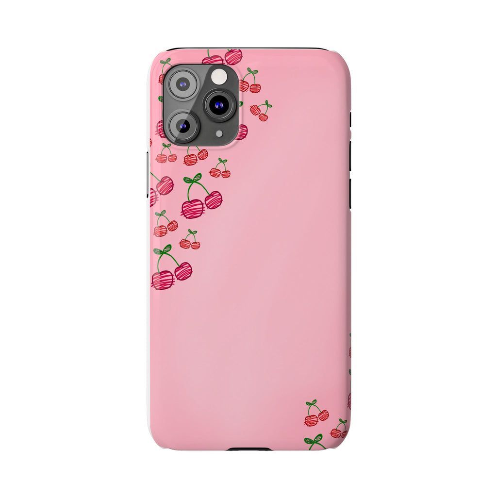 Cute Cherry Slim Phone Case - Floral Pink Design