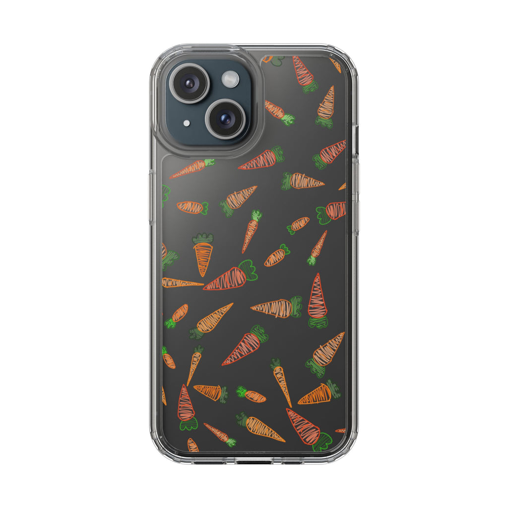 Carrot Pattern Clear Phone Case, Cute Phone Cover, Spring Accessory, Gift for Gardeners, Farmhouse Decor, Eco-Friendly