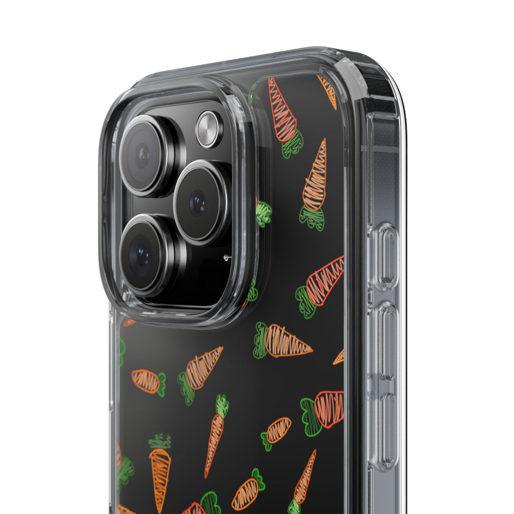 Carrot Pattern Clear Phone Case, Cute Phone Cover, Spring Accessory, Gift for Gardeners, Farmhouse Decor, Eco-Friendly