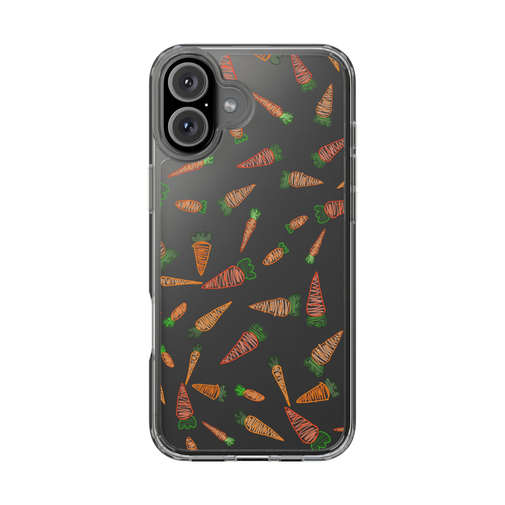 Carrot Pattern Clear Phone Case, Cute Phone Cover, Spring Accessory, Gift for Gardeners, Farmhouse Decor, Eco-Friendly