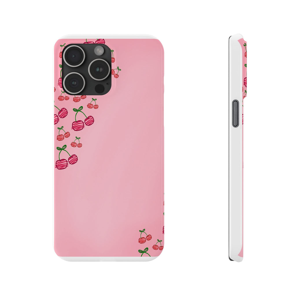 Cute Cherry Slim Phone Case - Floral Pink Design