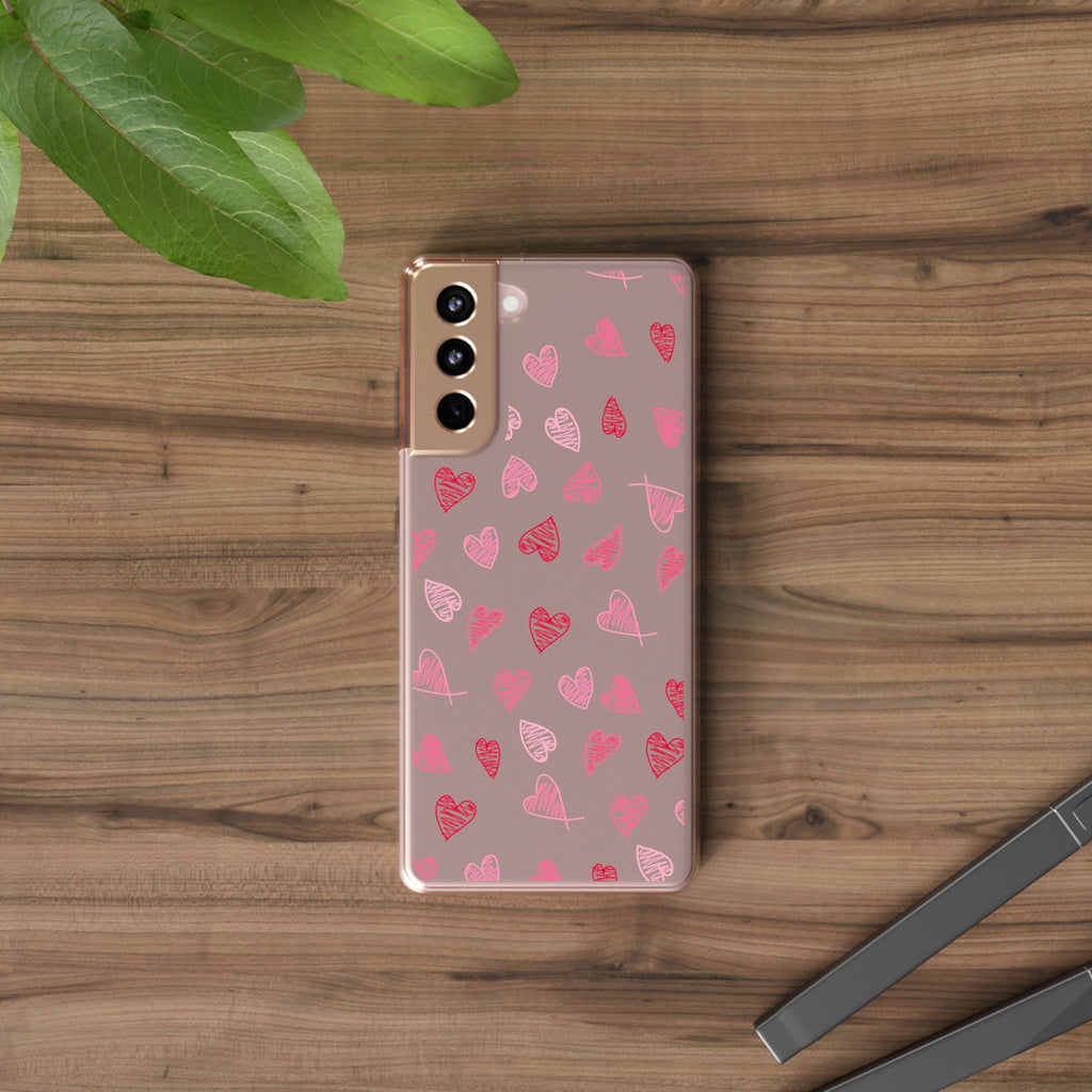 Heartfelt Clear Case for iPhone and Samsung, Cute Heart Design Phone Cover, Valentine's Gift