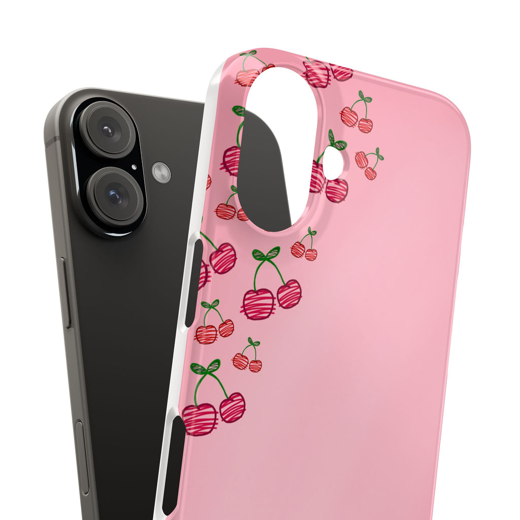 Cute Cherry Slim Phone Case - Floral Pink Design