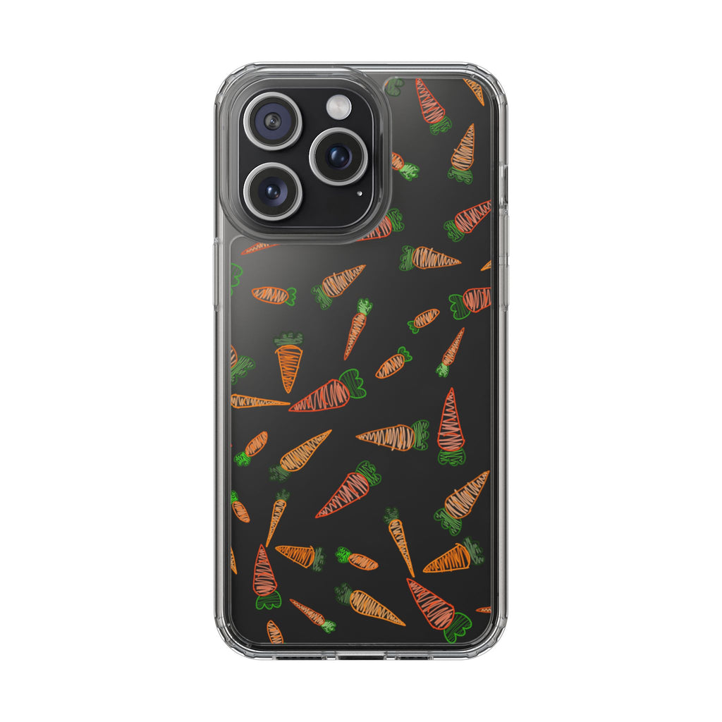 Carrot Pattern Clear Phone Case, Cute Phone Cover, Spring Accessory, Gift for Gardeners, Farmhouse Decor, Eco-Friendly