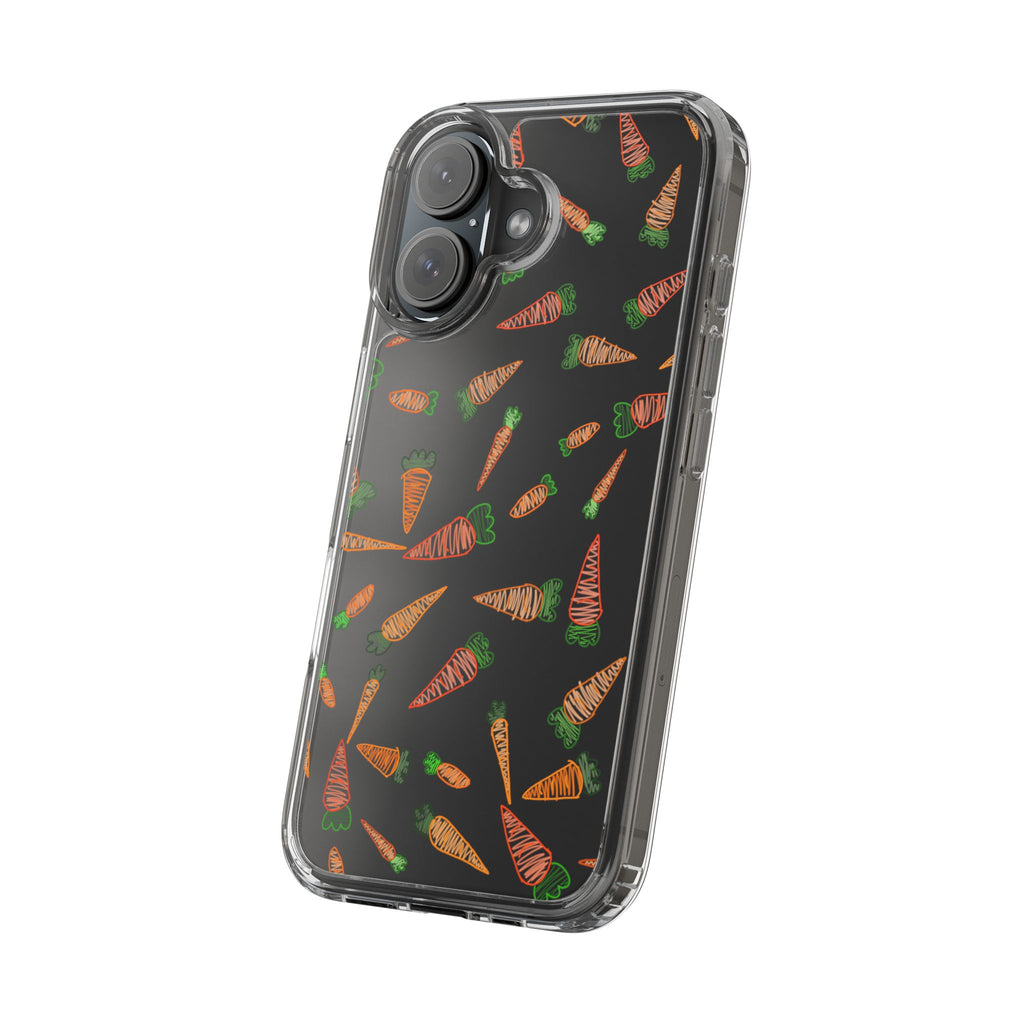 Carrot Pattern Clear Phone Case, Cute Phone Cover, Spring Accessory, Gift for Gardeners, Farmhouse Decor, Eco-Friendly