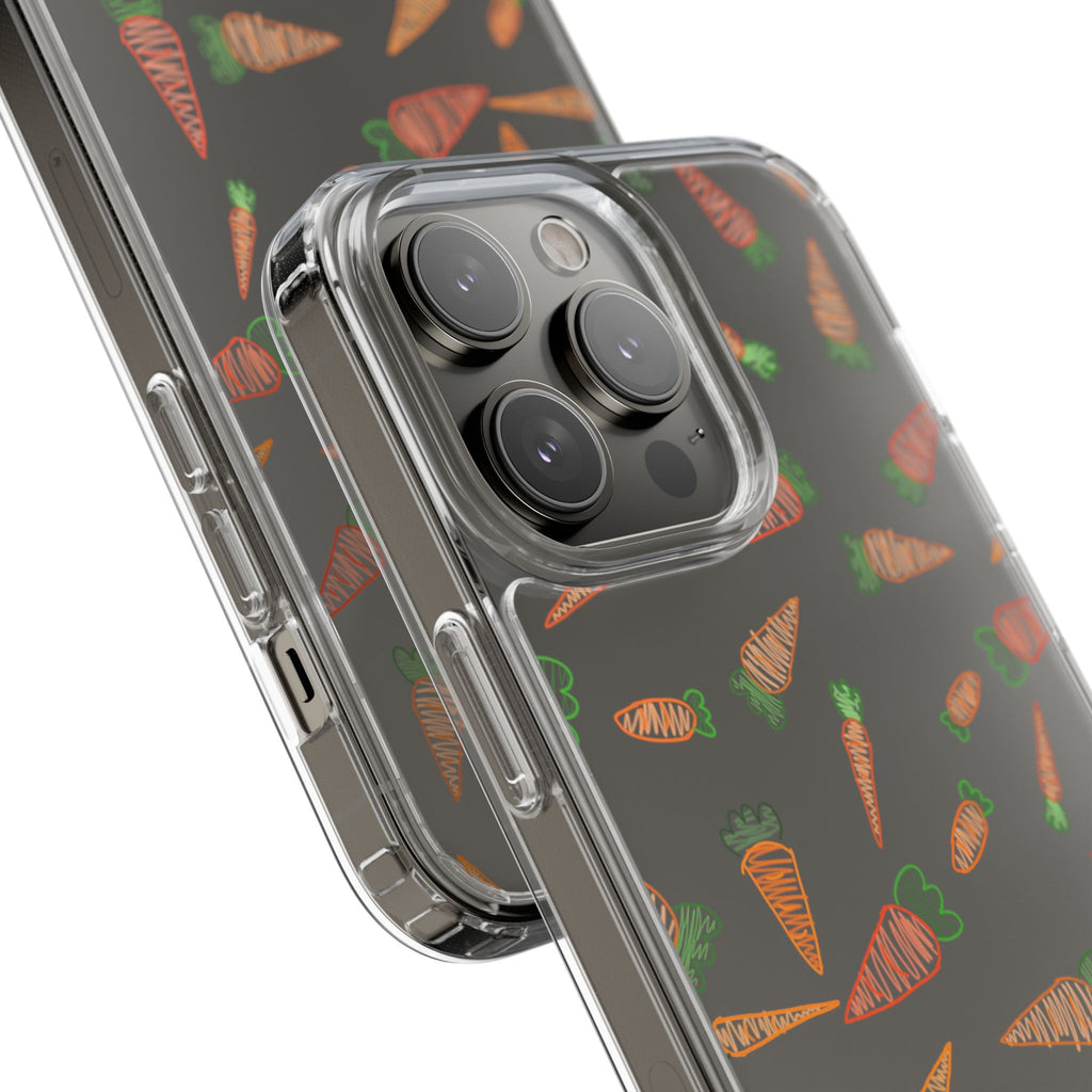 Carrot Pattern Clear Phone Case, Cute Phone Cover, Spring Accessory, Gift for Gardeners, Farmhouse Decor, Eco-Friendly