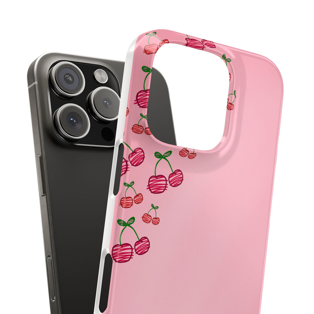 Cute Cherry Slim Phone Case - Floral Pink Design