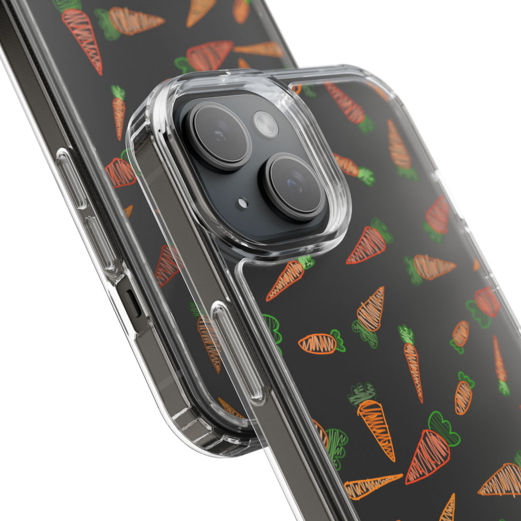 Carrot Pattern Clear Phone Case, Cute Phone Cover, Spring Accessory, Gift for Gardeners, Farmhouse Decor, Eco-Friendly