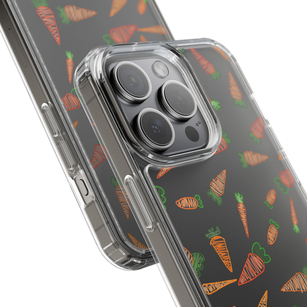Carrot Pattern Clear Phone Case, Cute Phone Cover, Spring Accessory, Gift for Gardeners, Farmhouse Decor, Eco-Friendly