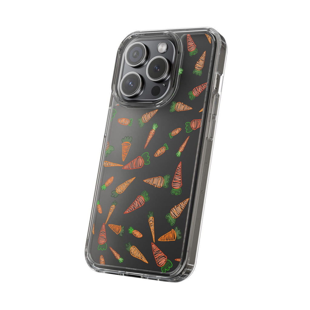 Carrot Pattern Clear Phone Case, Cute Phone Cover, Spring Accessory, Gift for Gardeners, Farmhouse Decor, Eco-Friendly