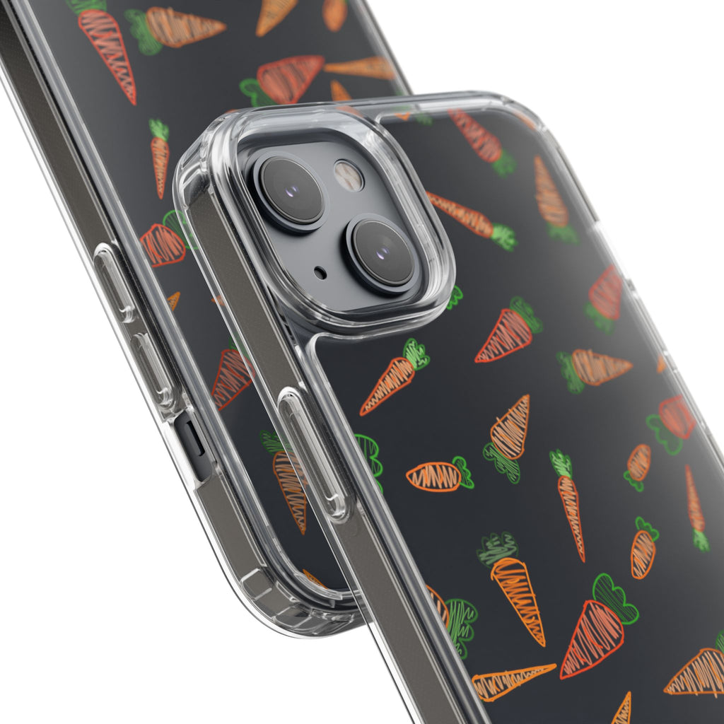 Carrot Pattern Clear Phone Case, Cute Phone Cover, Spring Accessory, Gift for Gardeners, Farmhouse Decor, Eco-Friendly