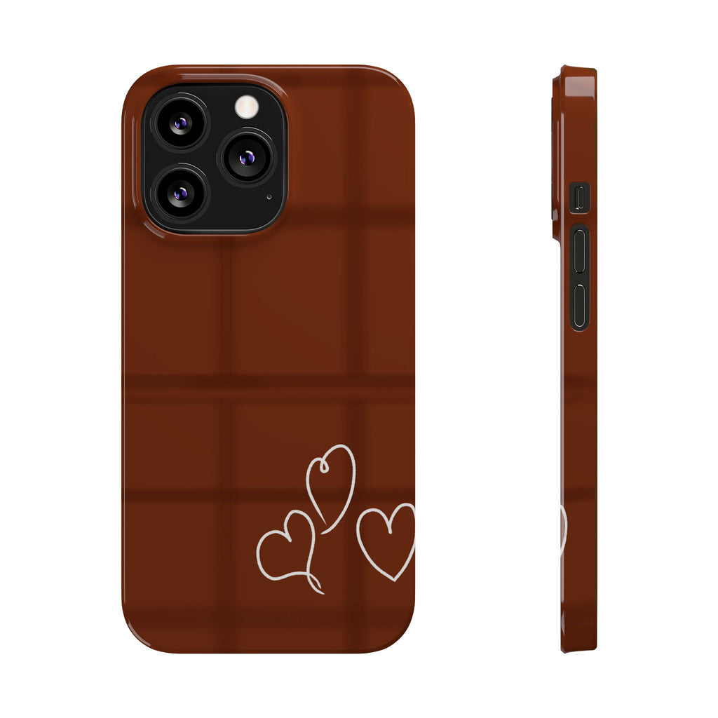 Chocolate Heart Slim Phone Case - Cute & Stylish Tech Accessory