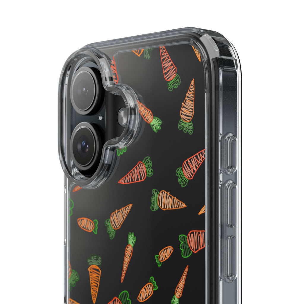 Carrot Pattern Clear Phone Case, Cute Phone Cover, Spring Accessory, Gift for Gardeners, Farmhouse Decor, Eco-Friendly