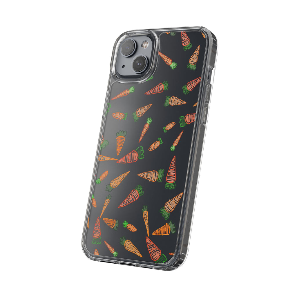 Carrot Pattern Clear Phone Case, Cute Phone Cover, Spring Accessory, Gift for Gardeners, Farmhouse Decor, Eco-Friendly
