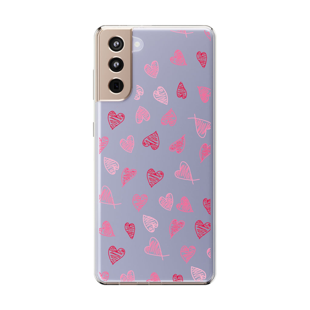 Heartfelt Clear Case for iPhone and Samsung, Cute Heart Design Phone Cover, Valentine's Gift