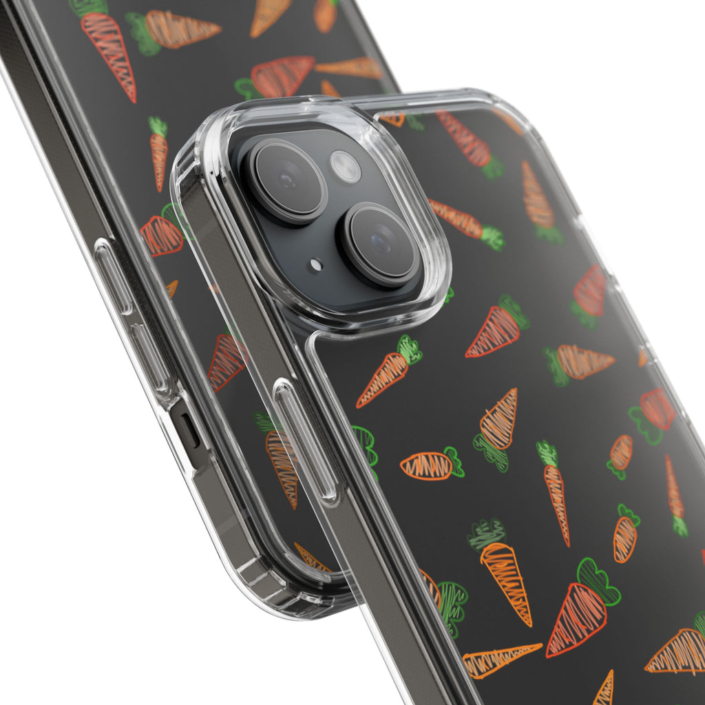 Carrot Pattern Clear Phone Case, Cute Phone Cover, Spring Accessory, Gift for Gardeners, Farmhouse Decor, Eco-Friendly