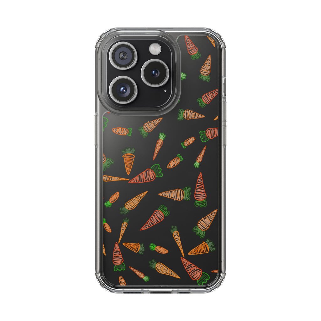 Carrot Pattern Clear Phone Case, Cute Phone Cover, Spring Accessory, Gift for Gardeners, Farmhouse Decor, Eco-Friendly