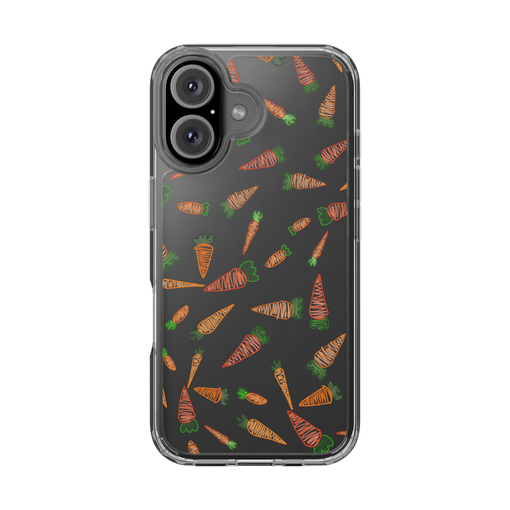 Carrot Pattern Clear Phone Case, Cute Phone Cover, Spring Accessory, Gift for Gardeners, Farmhouse Decor, Eco-Friendly
