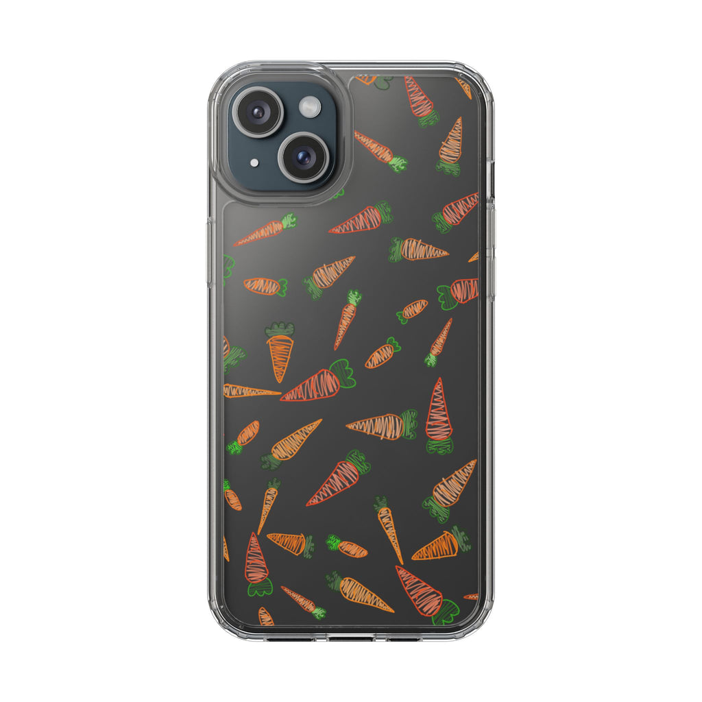 Carrot Pattern Clear Phone Case, Cute Phone Cover, Spring Accessory, Gift for Gardeners, Farmhouse Decor, Eco-Friendly