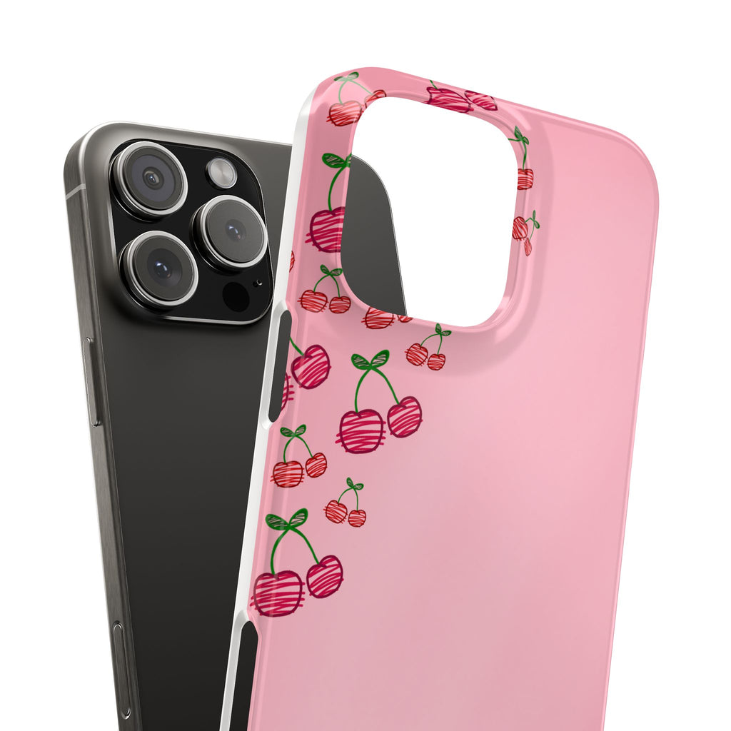 Cute Cherry Slim Phone Case - Floral Pink Design