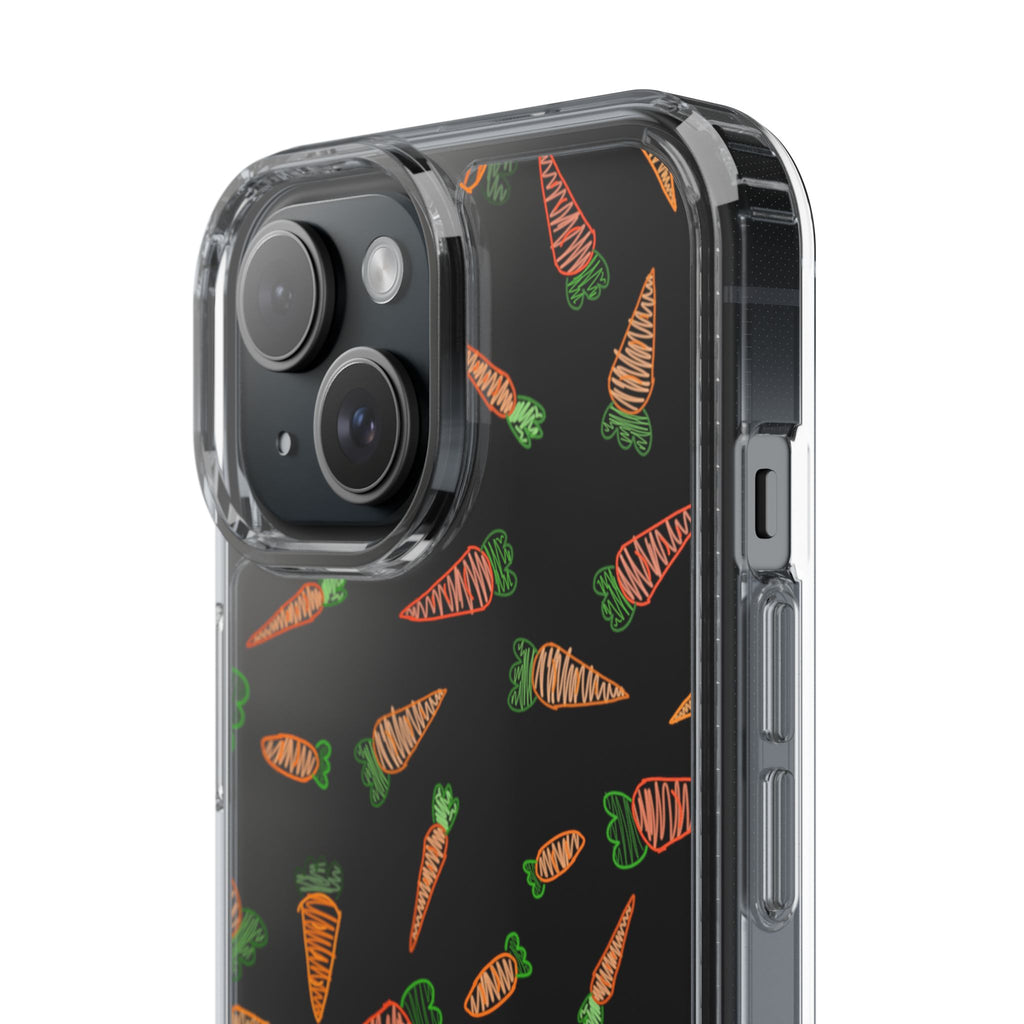 Carrot Pattern Clear Phone Case, Cute Phone Cover, Spring Accessory, Gift for Gardeners, Farmhouse Decor, Eco-Friendly