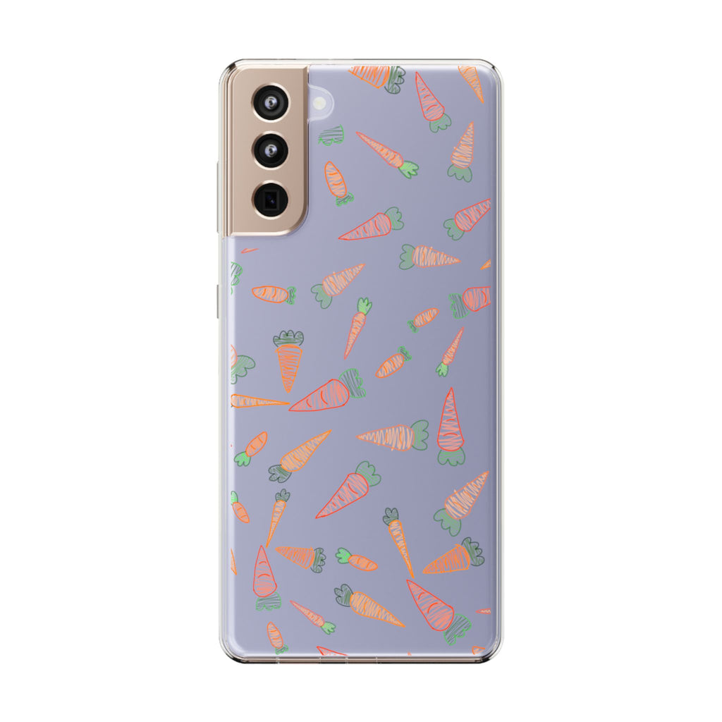 Carrot Pattern Clear Phone Case, Cute Phone Cover, Spring Accessory, Gift for Gardeners, Farmhouse Decor, Eco-Friendly