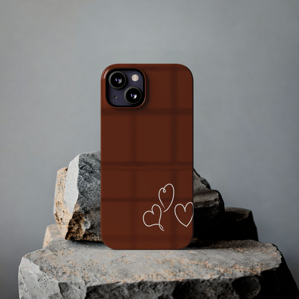 Chocolate Heart Slim Phone Case - Cute & Stylish Tech Accessory