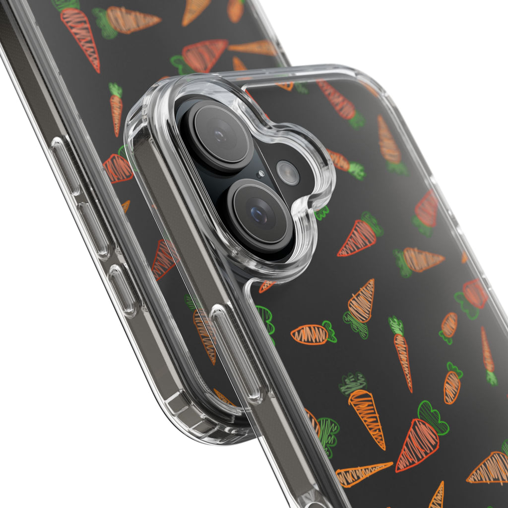 Carrot Pattern Clear Phone Case, Cute Phone Cover, Spring Accessory, Gift for Gardeners, Farmhouse Decor, Eco-Friendly