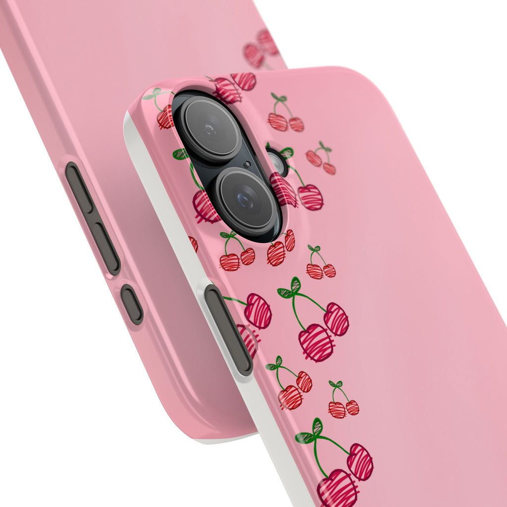 Cute Cherry Slim Phone Case - Floral Pink Design