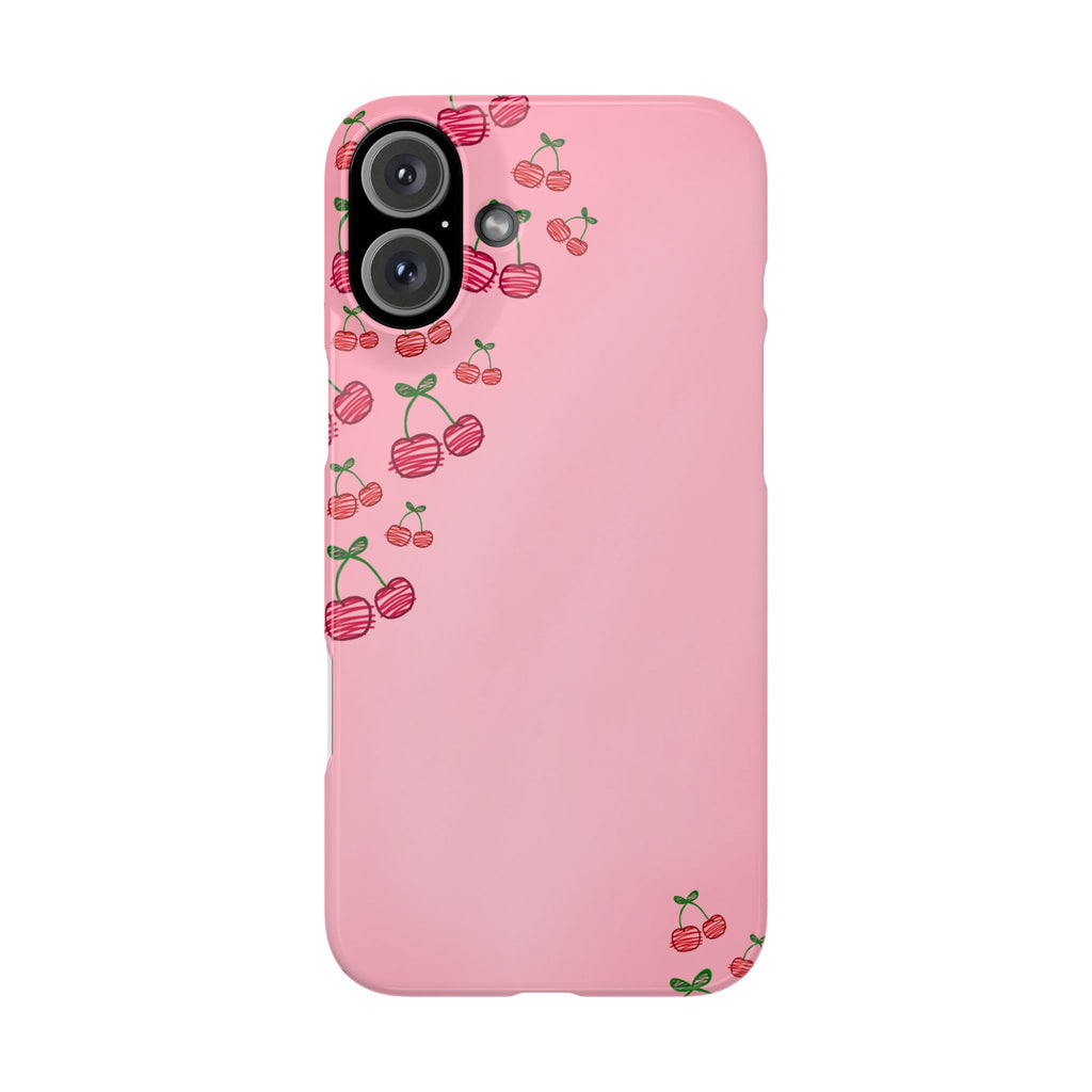 Cute Cherry Slim Phone Case - Floral Pink Design