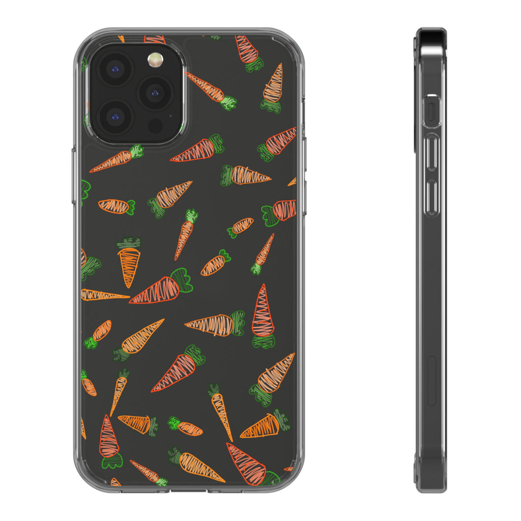 Carrot Pattern Clear Phone Case, Cute Phone Cover, Spring Accessory, Gift for Gardeners, Farmhouse Decor, Eco-Friendly