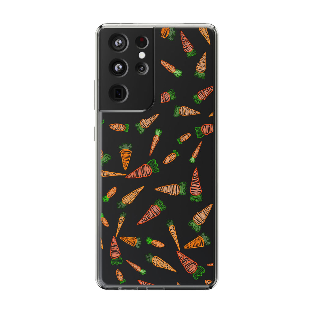 Carrot Pattern Clear Phone Case, Cute Phone Cover, Spring Accessory, Gift for Gardeners, Farmhouse Decor, Eco-Friendly