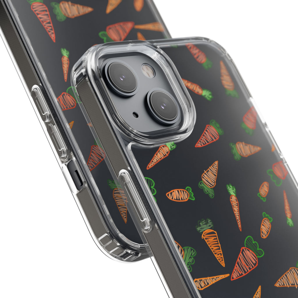 Carrot Pattern Clear Phone Case, Cute Phone Cover, Spring Accessory, Gift for Gardeners, Farmhouse Decor, Eco-Friendly