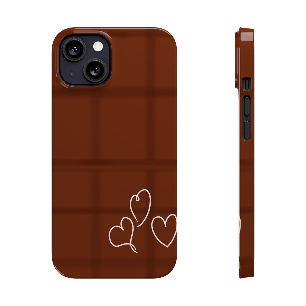 Chocolate Heart Slim Phone Case - Cute & Stylish Tech Accessory