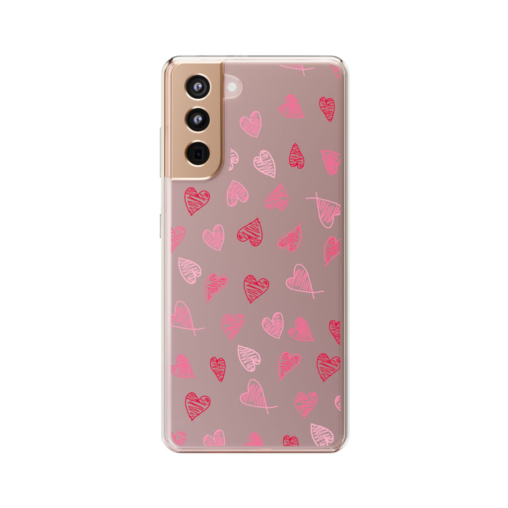 Heartfelt Clear Case for iPhone and Samsung, Cute Heart Design Phone Cover, Valentine's Gift