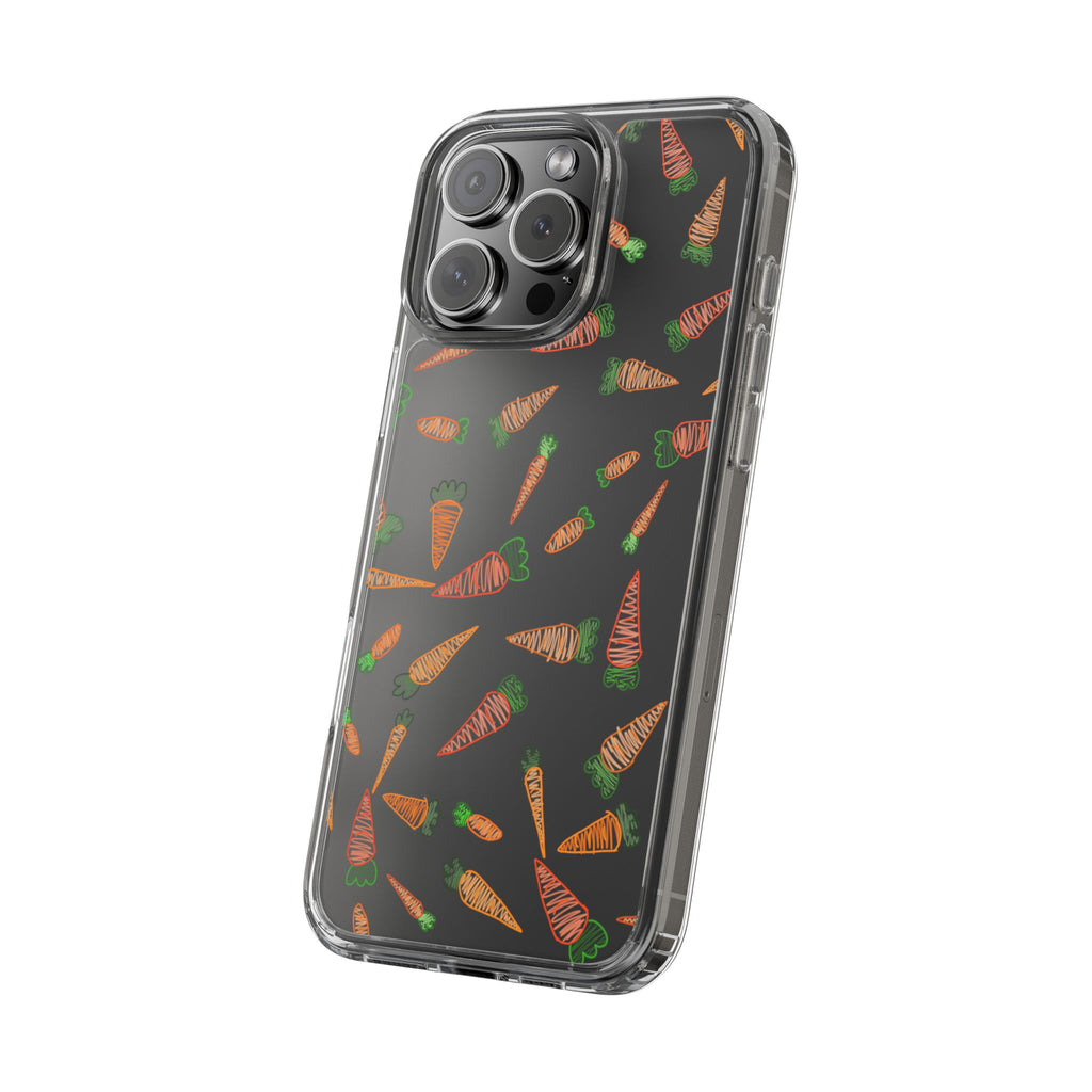 Carrot Pattern Clear Phone Case, Cute Phone Cover, Spring Accessory, Gift for Gardeners, Farmhouse Decor, Eco-Friendly