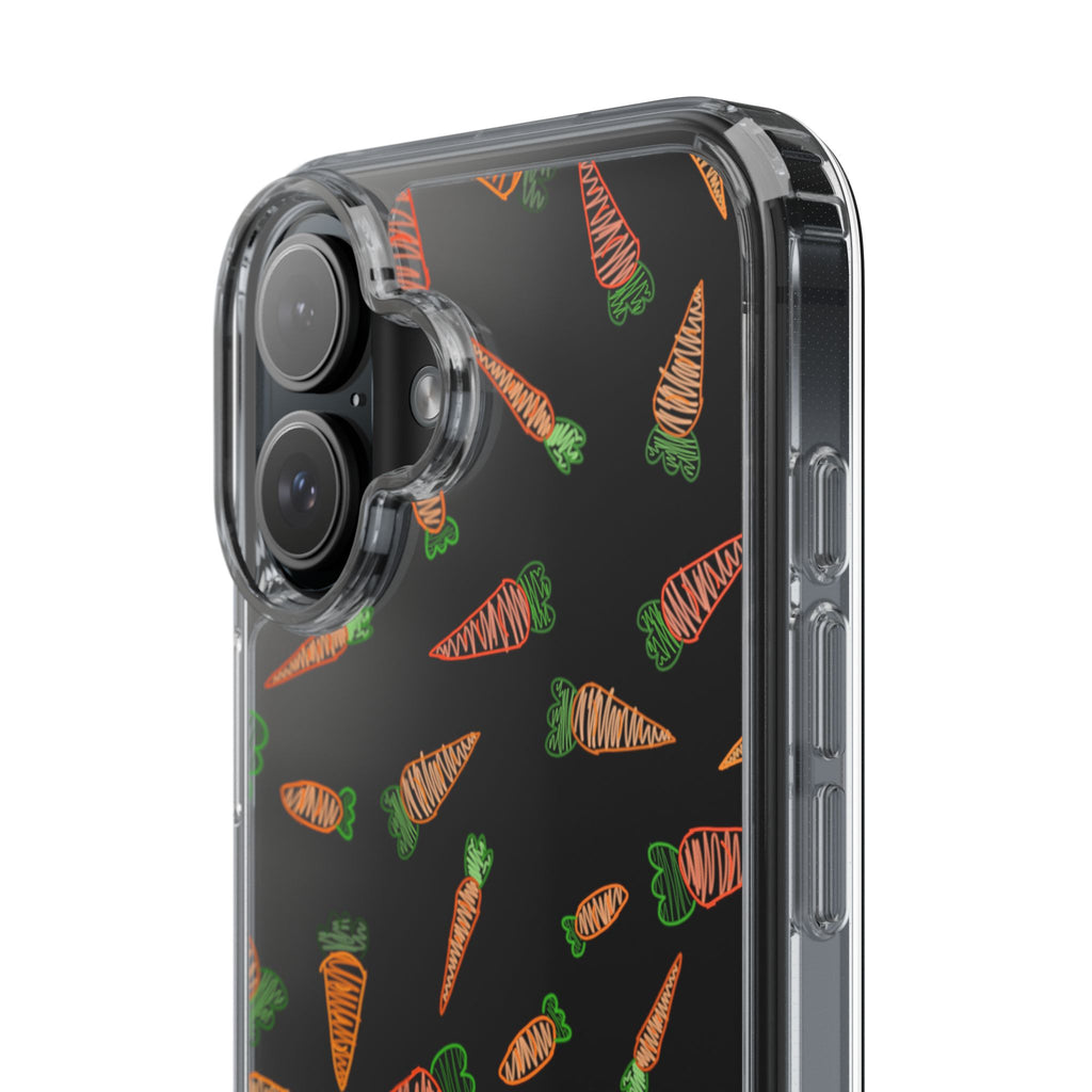 Carrot Pattern Clear Phone Case, Cute Phone Cover, Spring Accessory, Gift for Gardeners, Farmhouse Decor, Eco-Friendly