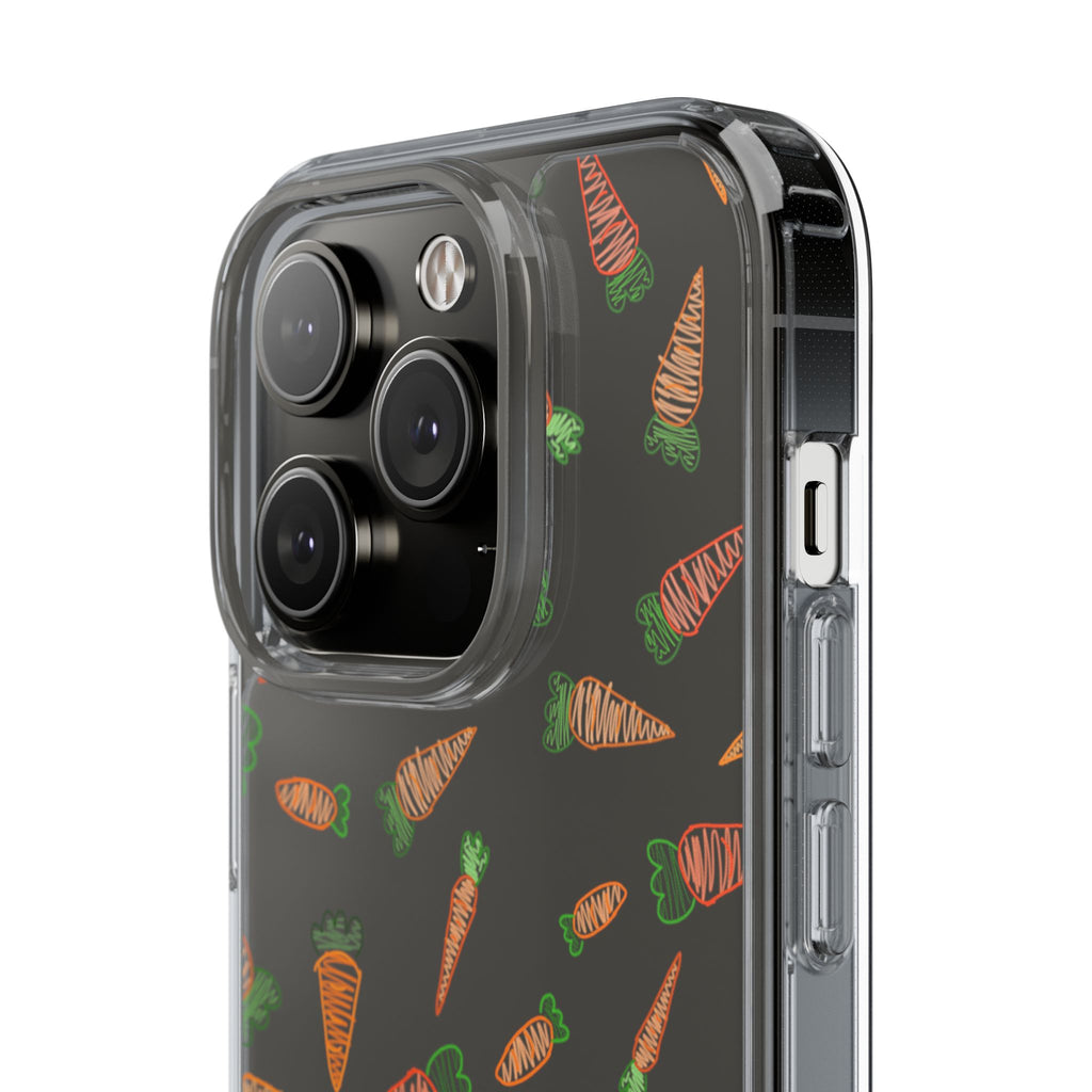 Carrot Pattern Clear Phone Case, Cute Phone Cover, Spring Accessory, Gift for Gardeners, Farmhouse Decor, Eco-Friendly