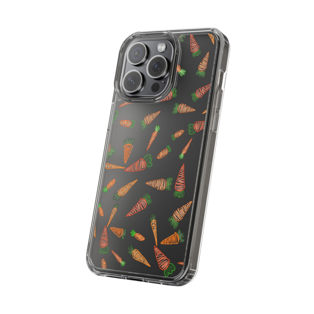 Carrot Pattern Clear Phone Case, Cute Phone Cover, Spring Accessory, Gift for Gardeners, Farmhouse Decor, Eco-Friendly