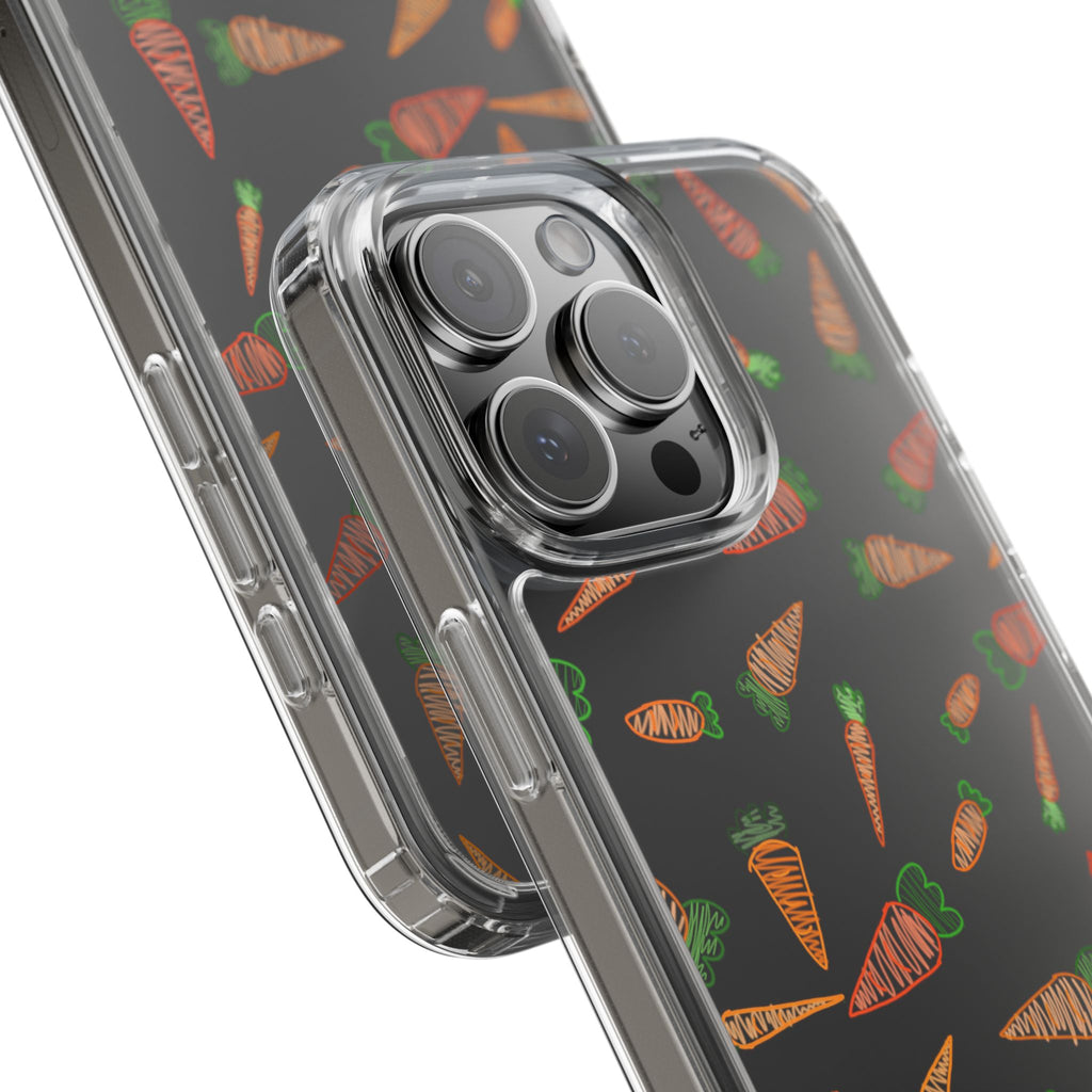 Carrot Pattern Clear Phone Case, Cute Phone Cover, Spring Accessory, Gift for Gardeners, Farmhouse Decor, Eco-Friendly
